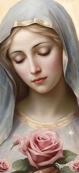Beautiful Image Of Our Lady With A Rose